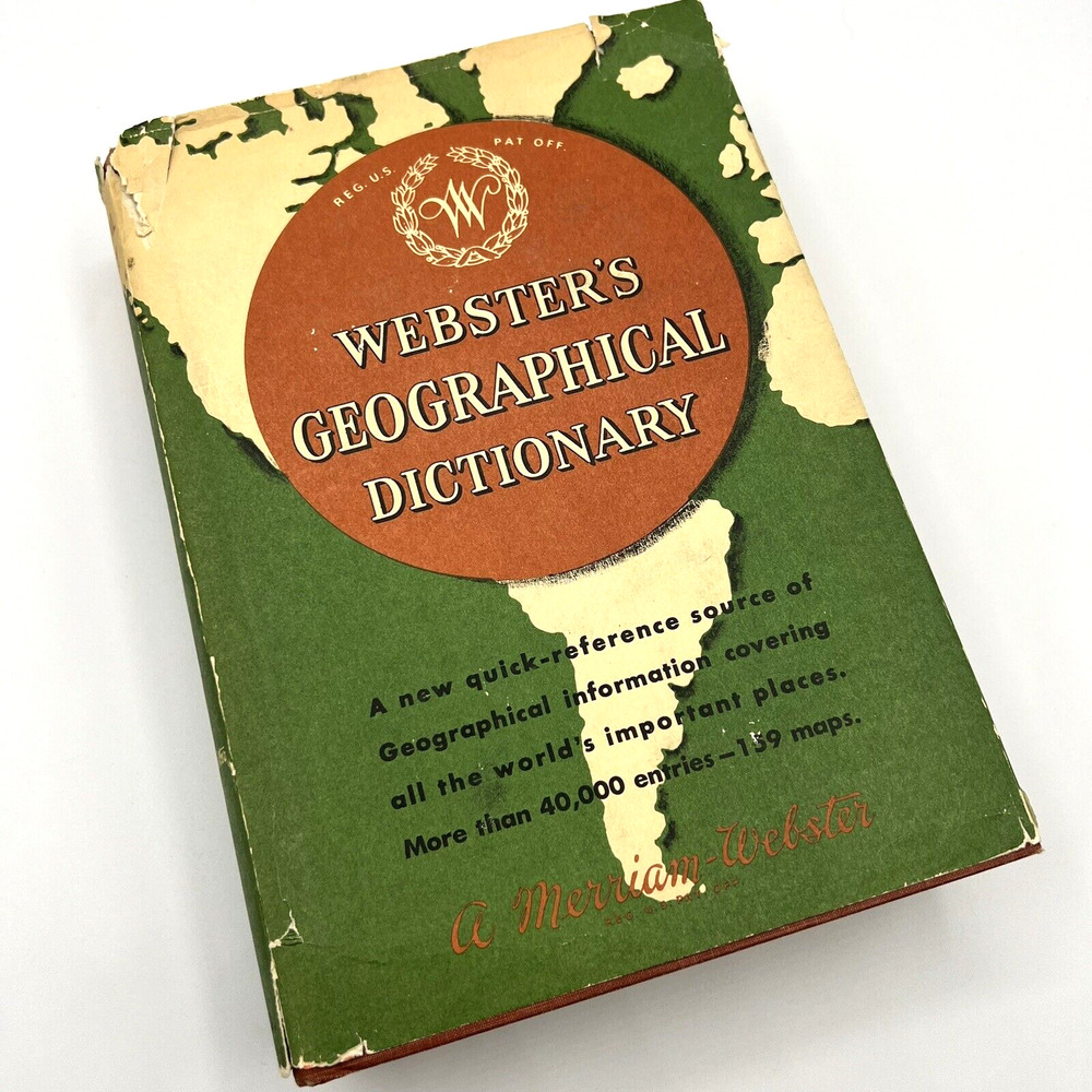 1969 Webster's Geographical Dictionary- 159 Maps, Hardback, Dust Jacket